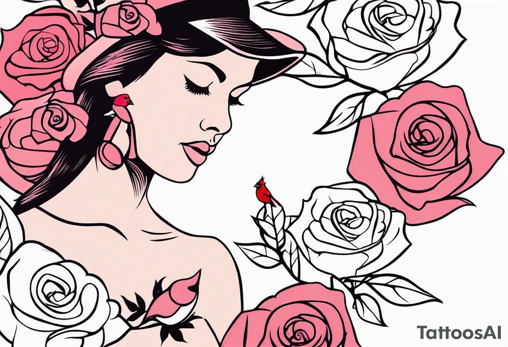 breast cancer memorial forearm tattoo incorporating roses and a cardinal into the tattoo tattoo idea
