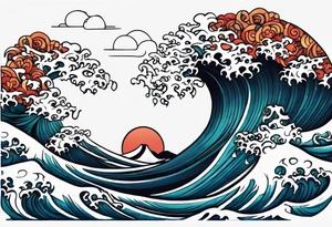 japanese wave. celtic pattern in the negative space tattoo idea