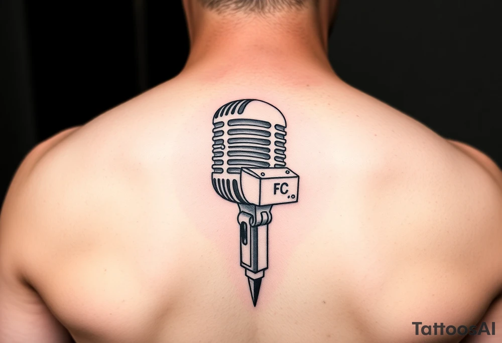 Microphone with a box on the handle tattoo idea
