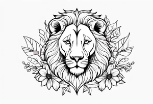 Lion ans flowers tattoo idea