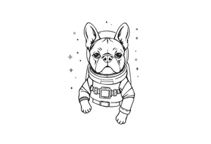a space themed tattoo of my french bulldog mars. include elements in space like planets and stars. mars should be depicted as a astronaut tattoo idea
