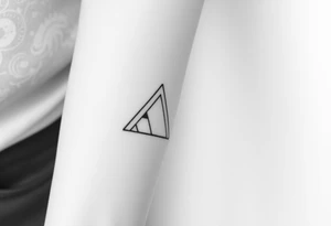 Geometric small triangle about different paths in life merge together and become stronger while being psychedelic and trippy make it fine thin lines tattoo idea