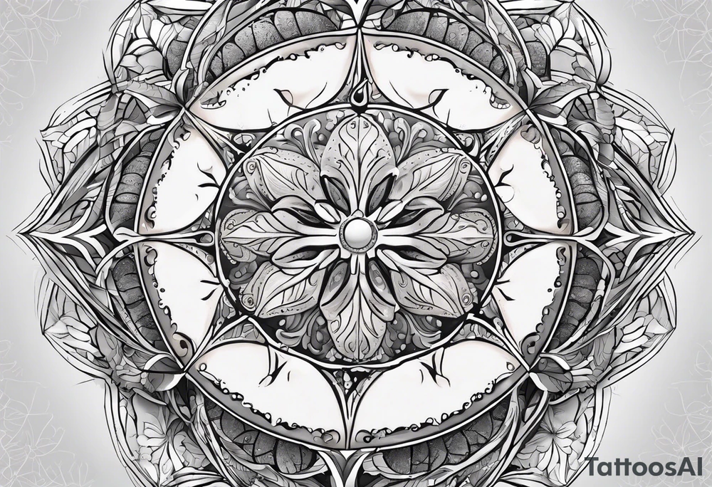 sand dollar 
fine line 
very detailed 
light gray tattoo idea