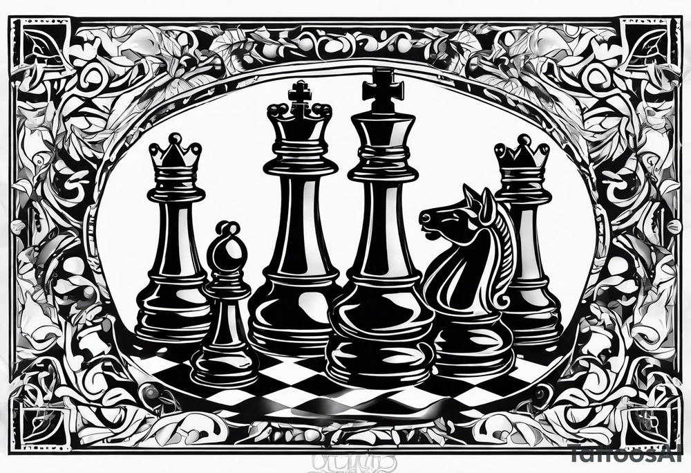 strip made of chess pieces tattoo idea