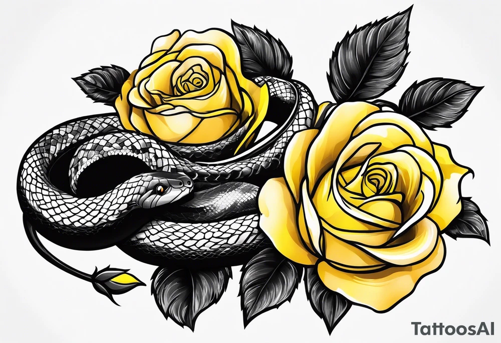 Snake with yellow rose tattoo idea