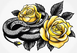 Snake with yellow rose tattoo idea
