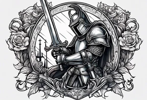 a knight pulling a sword out the bible tattoo idea