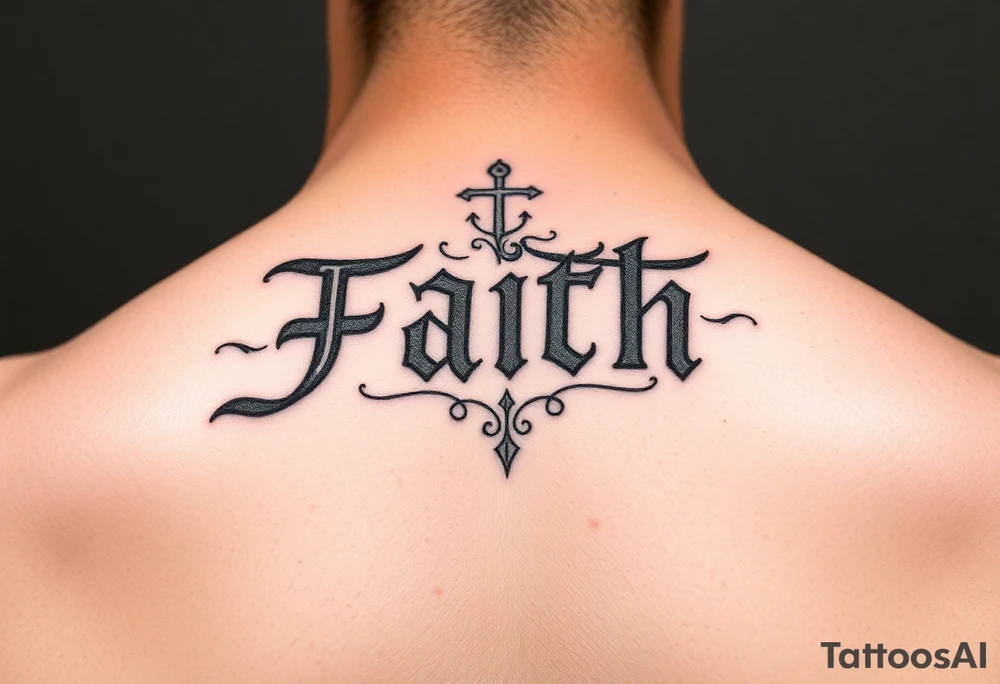 Name behind the neck cover up tattoo idea either faith related or ghetto chicano related tattoo idea