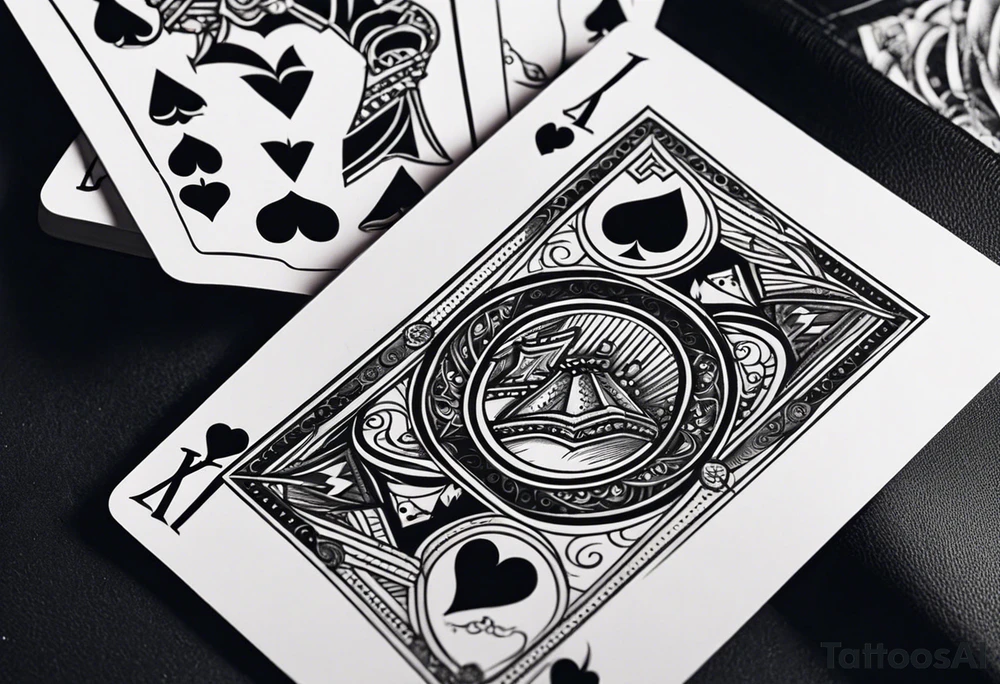 King of ace playing guitar cards tattoo idea