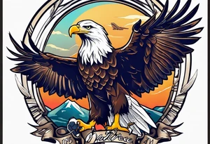 Bald eagle holding a 737 Plane tattoo idea