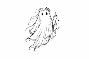 Girly ghost with middle finger sticking up tattoo idea