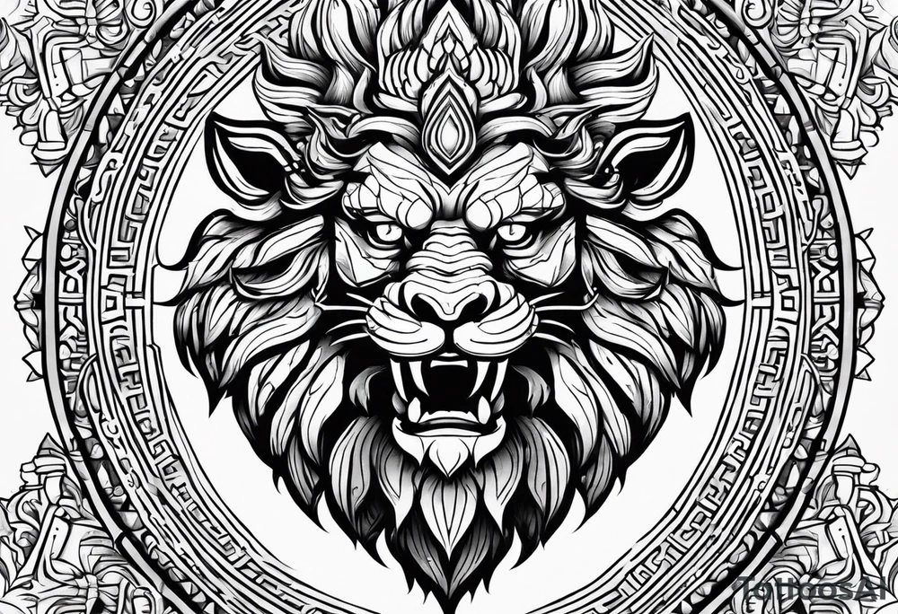 Full body narasimha tattoo idea