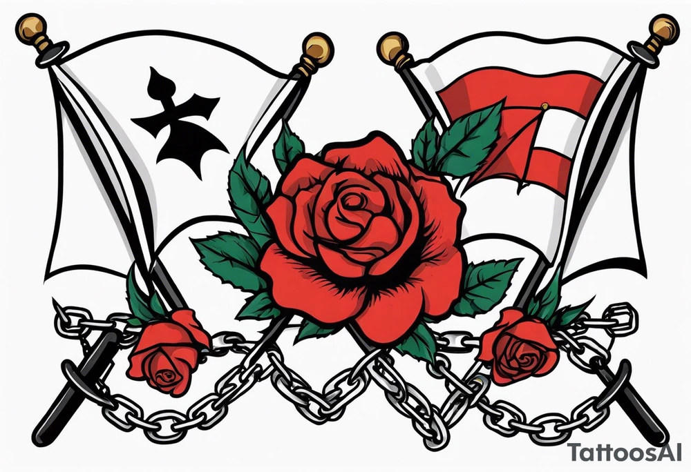 Pirate flags with chains and roses tattoo idea
