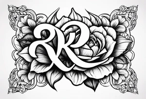Initials R E and J designed into a flower tattoo idea