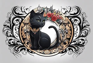 Black cat inside arm tattoo idea