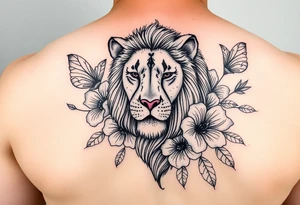 a lioness with frangapanis and fairys tattoo idea