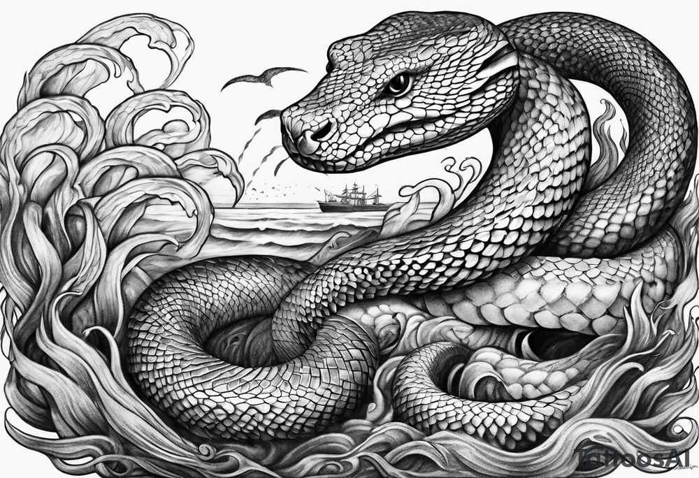 Sea mythical snakes tattoo idea