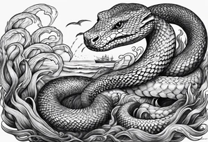 Sea mythical snakes tattoo idea