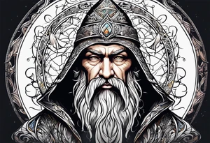 wizard with magic tattoo idea