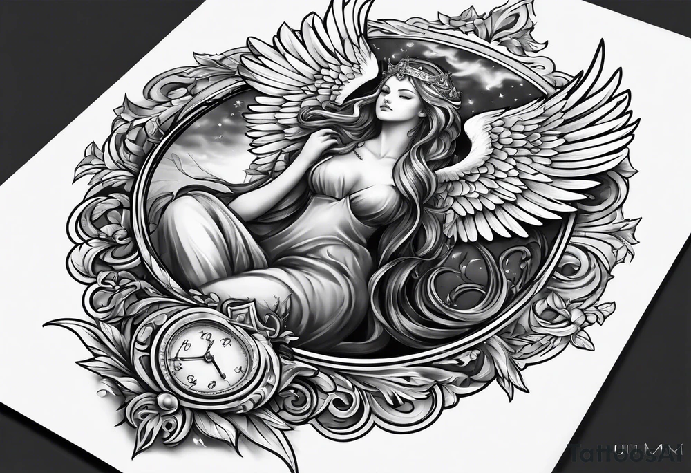 a love story between an angel and mortal tattoo idea
