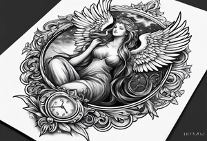 a love story between an angel and mortal tattoo idea