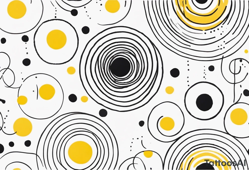 simple sunshine made of black dots with circles tattoo idea