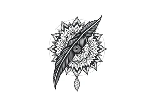 big spiritual feather indian mandala shaman tattoo idea