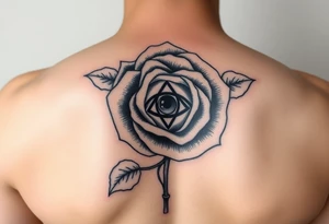 Rose tattoo with illuminati eye inside of it tattoo idea