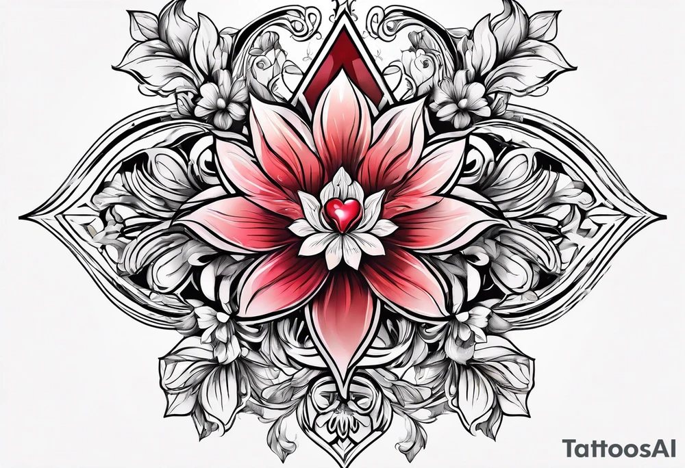 Floral, blessed virgin, abstract, beautiful, sacred heart, religious tattoo idea