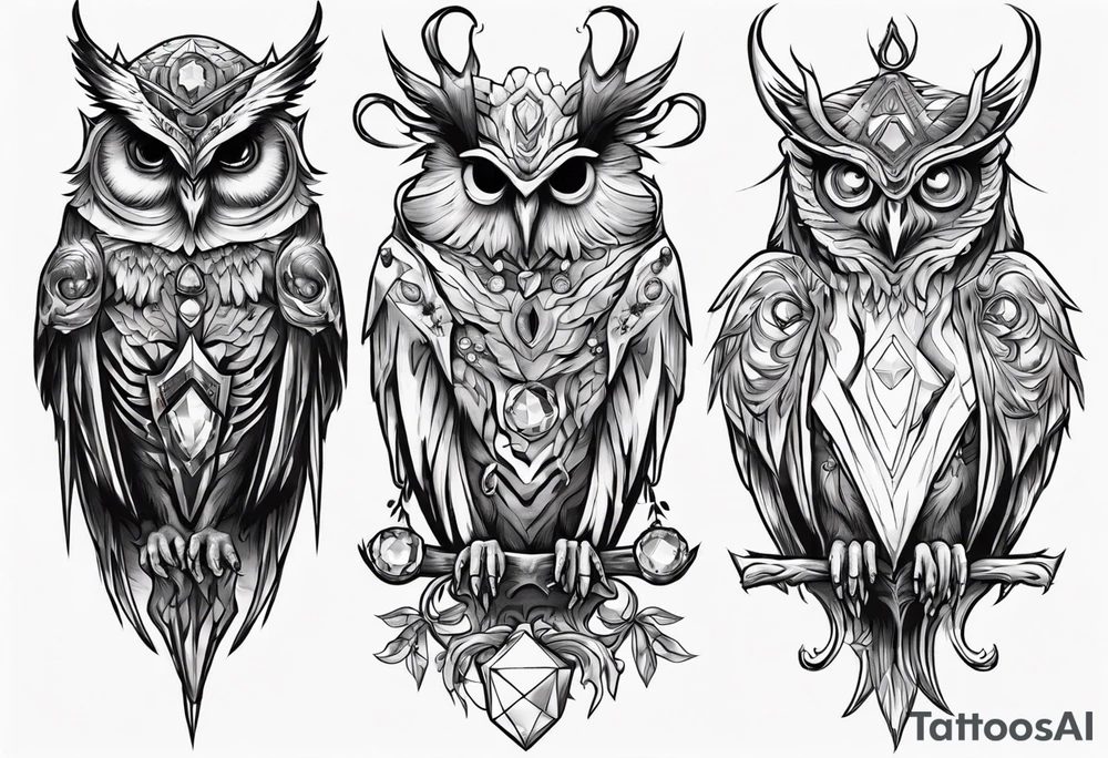 The Demon Owl Stolas, a Prince of Hell who is obsessed with gems, knowledge of astrology and poisonous plants. tattoo idea