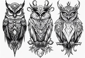 The Demon Owl Stolas, a Prince of Hell who is obsessed with gems, knowledge of astrology and poisonous plants. tattoo idea