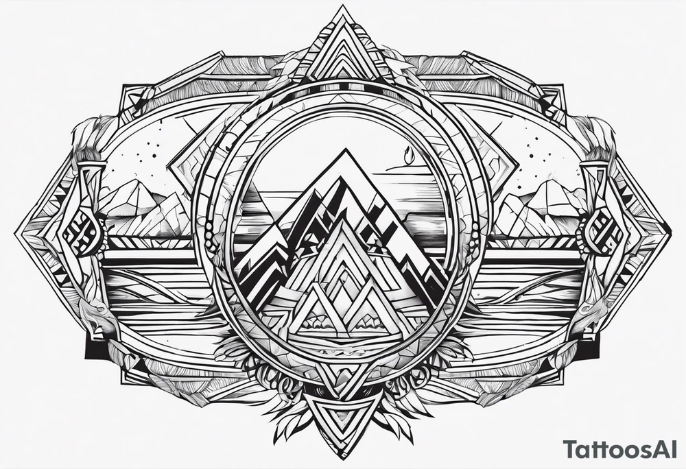 Arm band Comanche native symbols with Aquarius theme tattoo idea