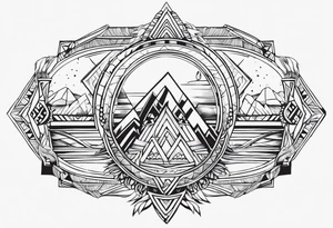 Arm band Comanche native symbols with Aquarius theme tattoo idea