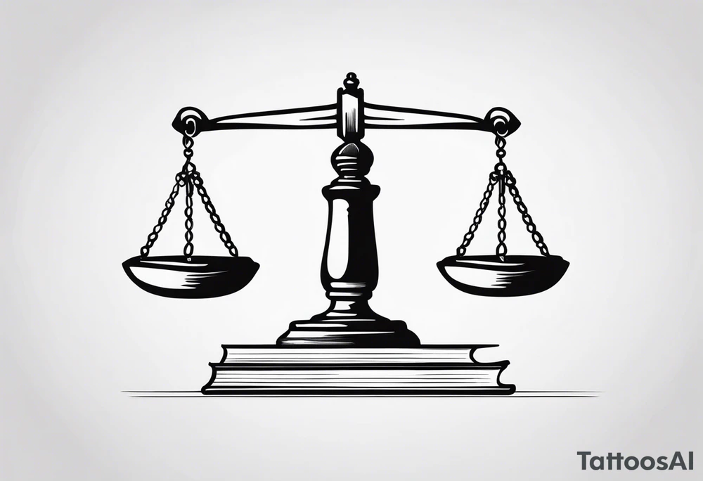Law scales of justice books gavel tattoo idea