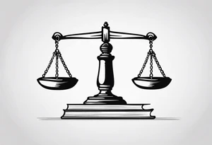 Law scales of justice books gavel tattoo idea