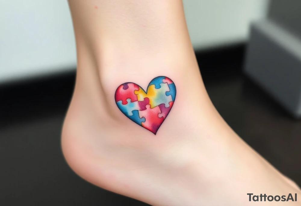autism heart puzzle shape symbol tattoo idea