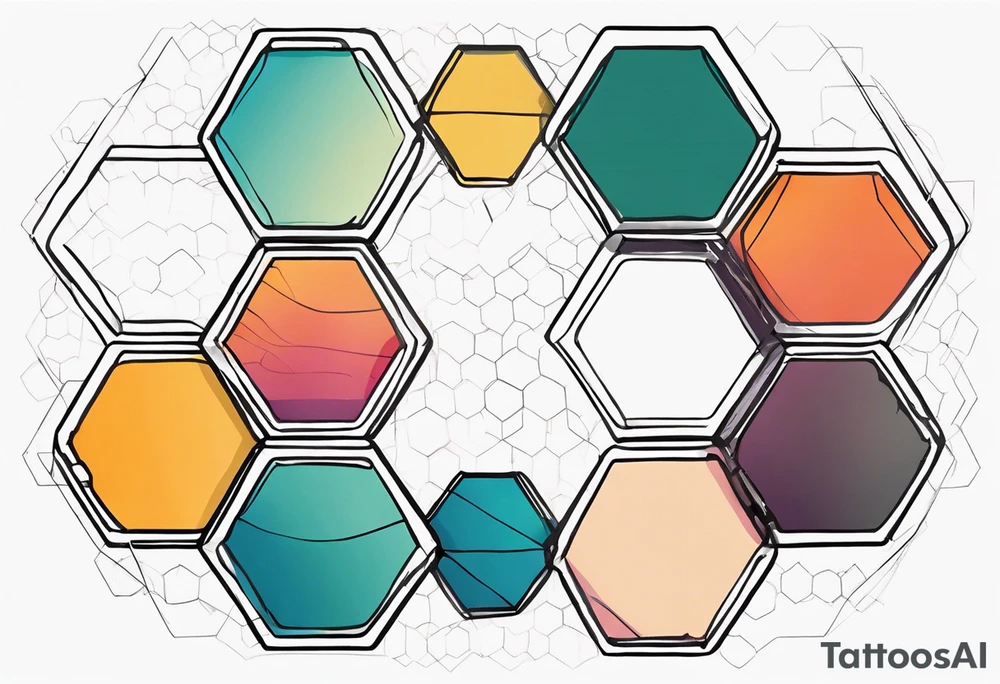 Draw a single circular ring made up of twelve small hexagons connected to each other tattoo idea