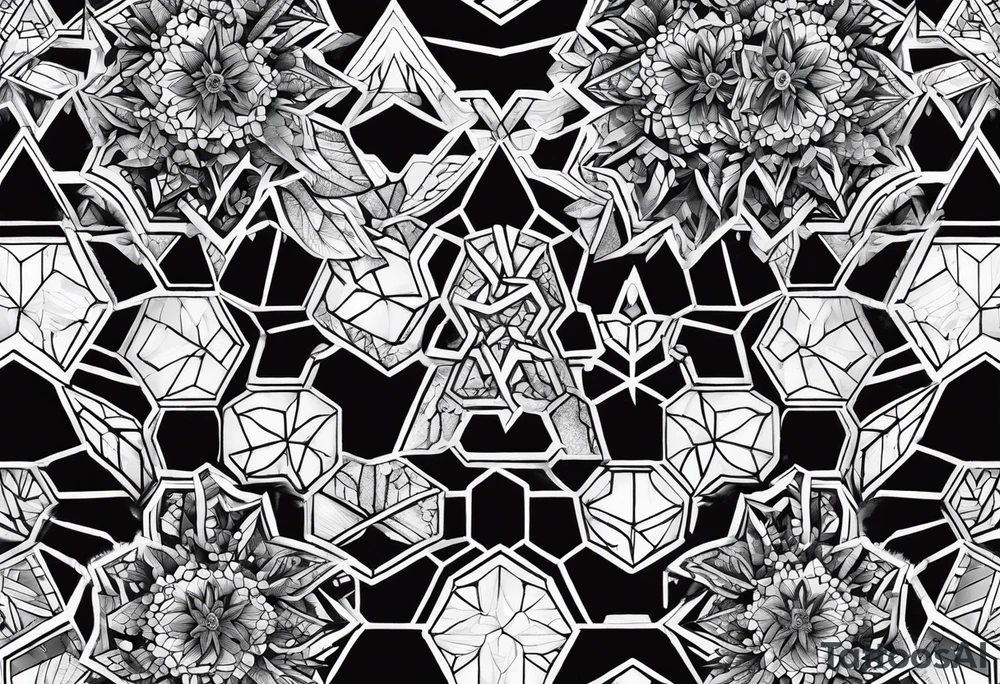 Repeating ice crystals in hexagon pattern tattoo idea