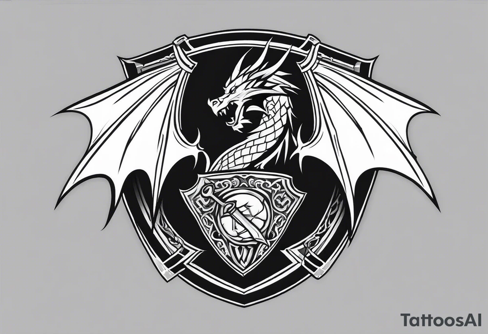 Valhalla sword shield dragon axe tattoo idea