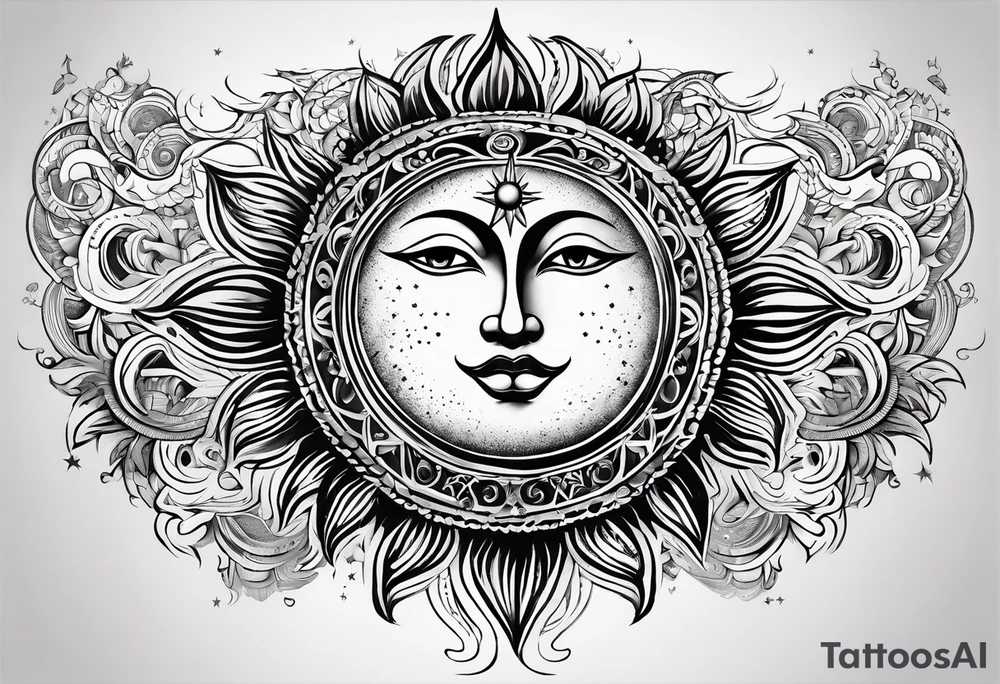 Moon and sun 2000 and 1976 tattoo idea