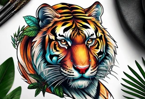 Female tiger in the jungle tattoo idea