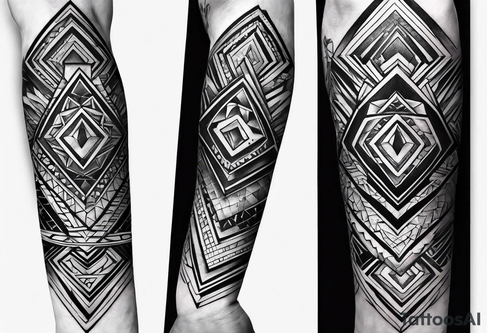 Forearm sleeve with empty diamond in the middle for men. tattoo idea Forearm sleeve with empty diamond in the middle for men. tattoo idea