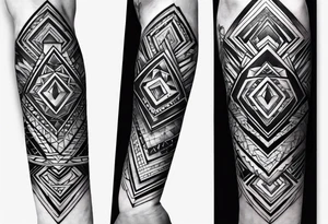 Forearm sleeve with empty diamond in the middle for men. tattoo idea