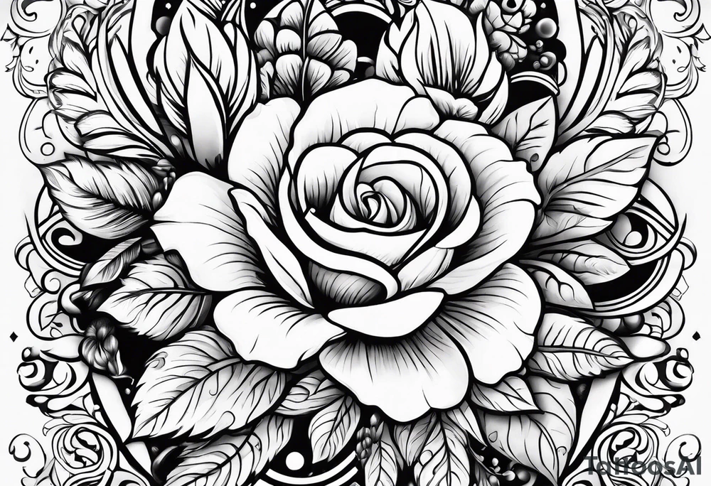 ornaments of flowers tattoo idea