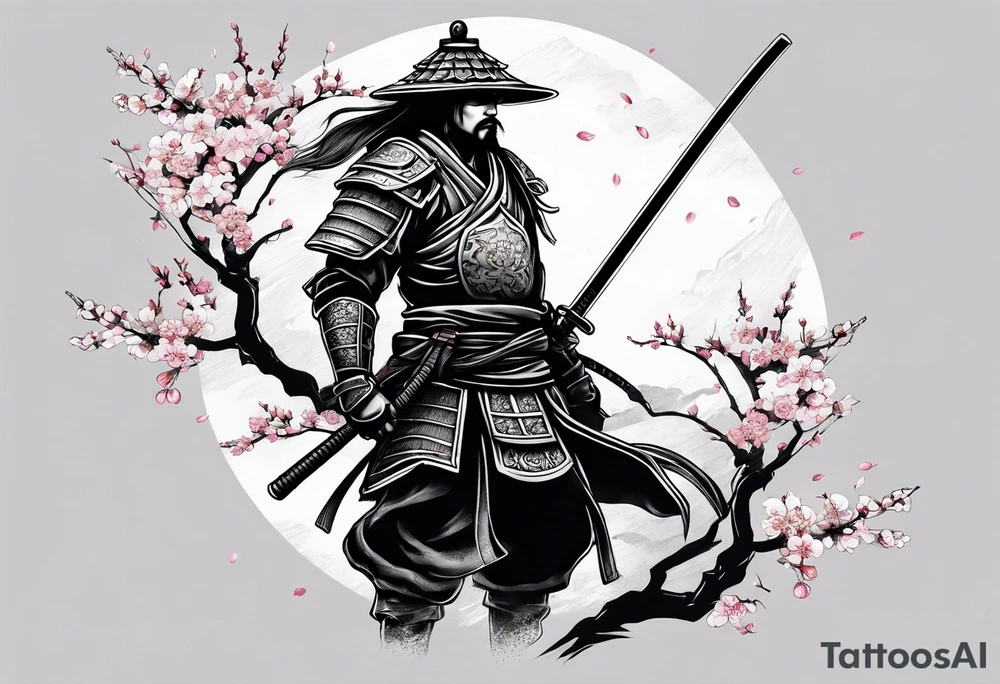 cherry blossom tree samurai tattoo tattoo idea
