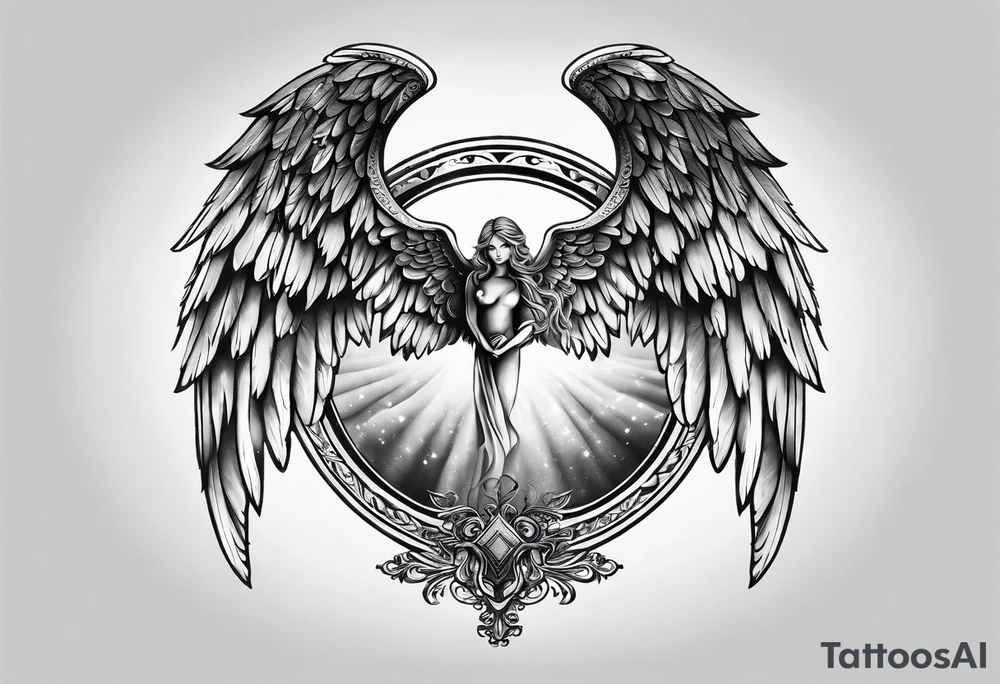 Angel Wings with the word Glenn in between tattoo idea Angel Wings with the word Glenn in between tattoo idea