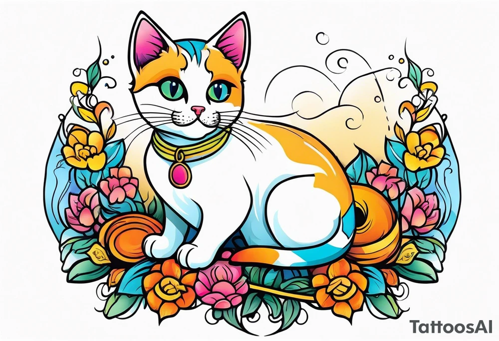 Lovely cat tattoo idea