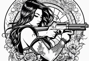 woman with a gun tattoo idea