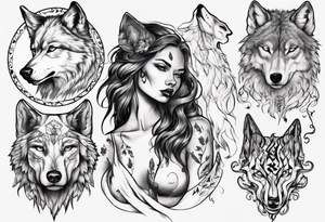 Half woman half wolf tattoo idea