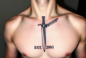 Russian sword with EST. 2001 below it tattoo idea